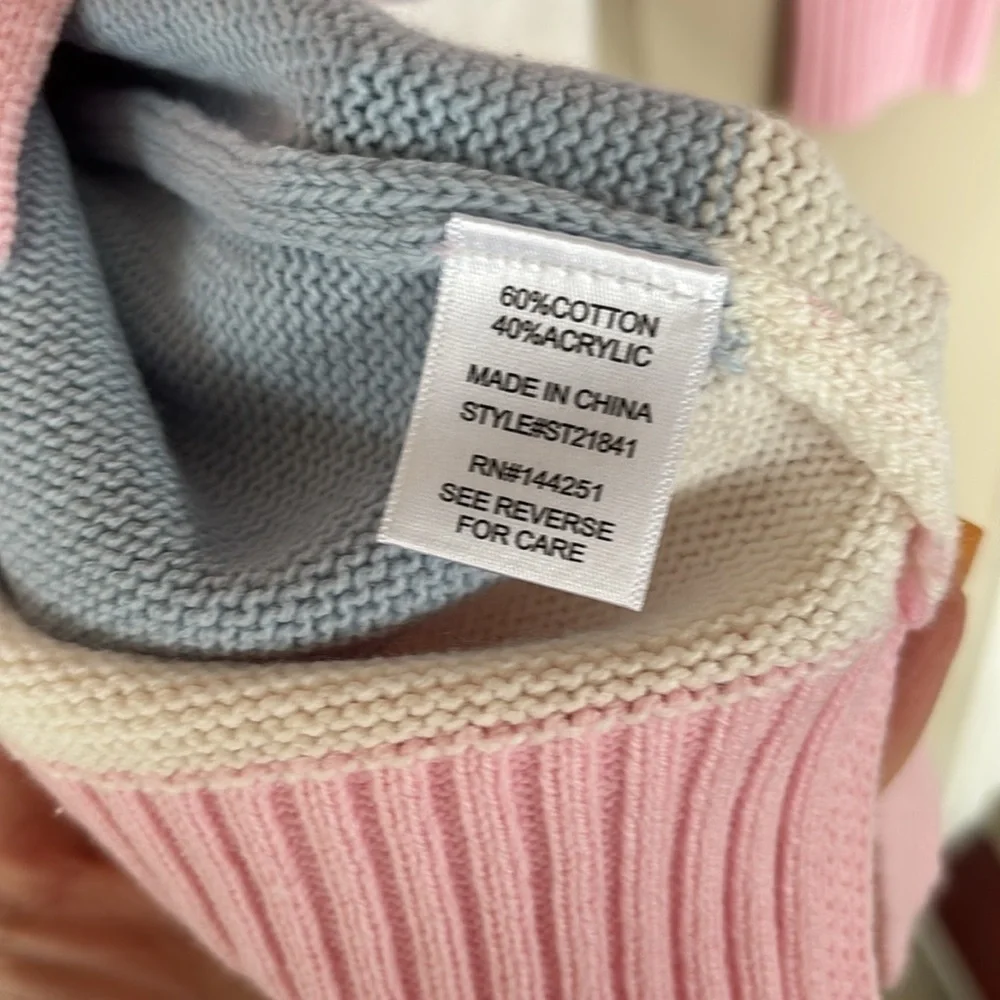 NWT Sincerely Jules Knit Pink Pastel Ski Sweater Crew Neck Oversized Stripes